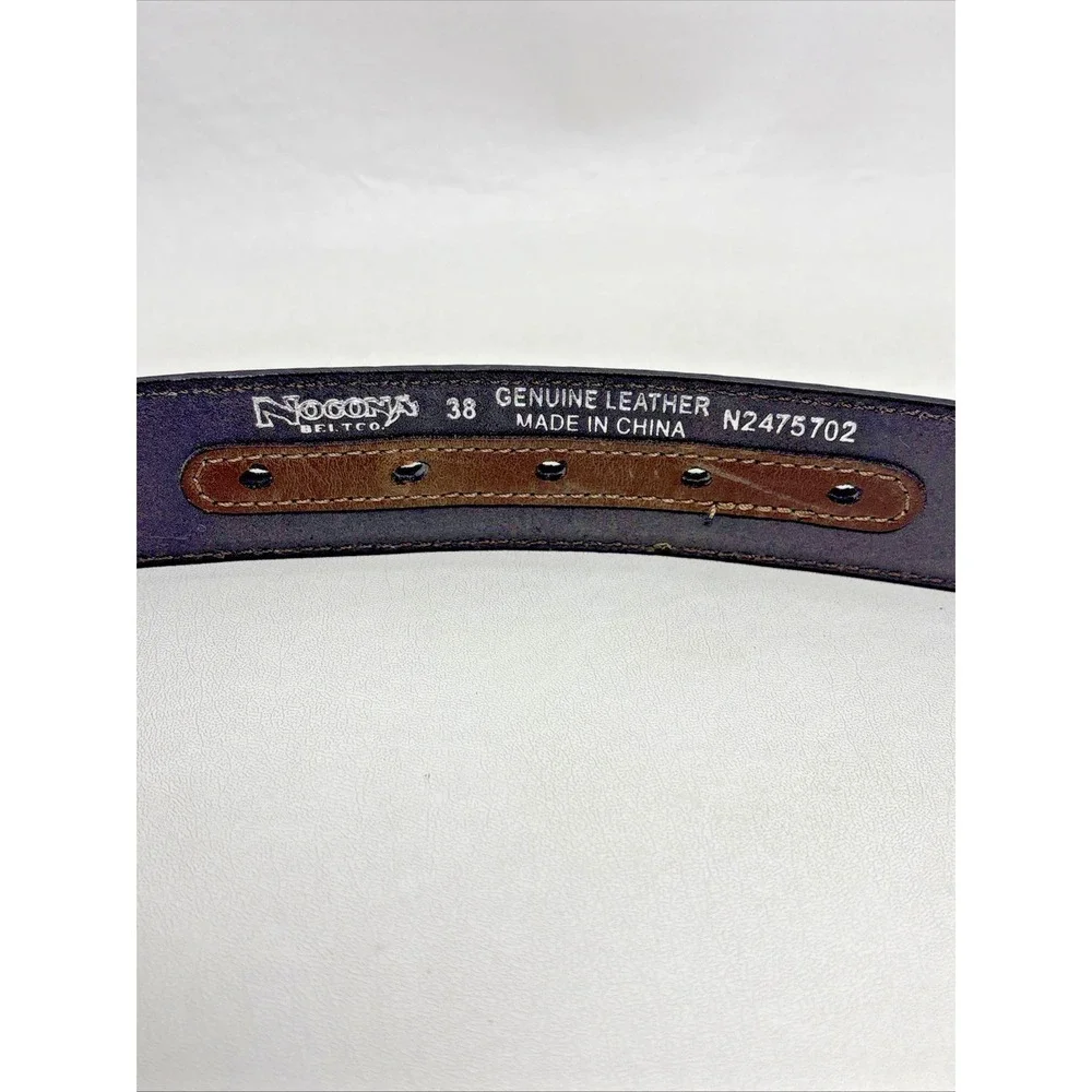 Nocona Lot Of 2 Brown Belt N2475444 Silver N2475702 Leather Western Men's 38